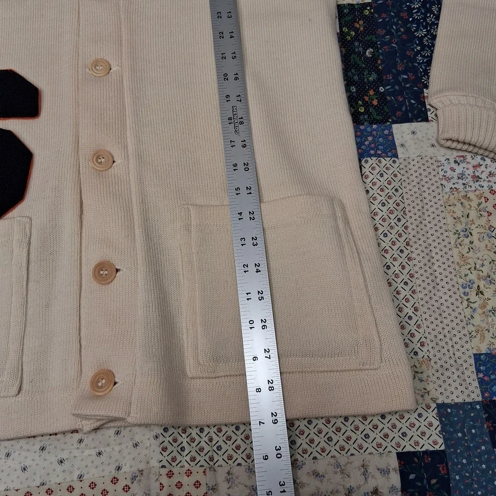 True Vintage Wilson Sports Letterman Varsity Cardigan Sweater Mens 42 Off White